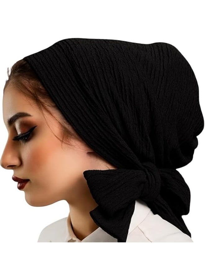Women's Pleated Turban - Comfortable, Sweat-Wicking Fabric - Black - Image 3